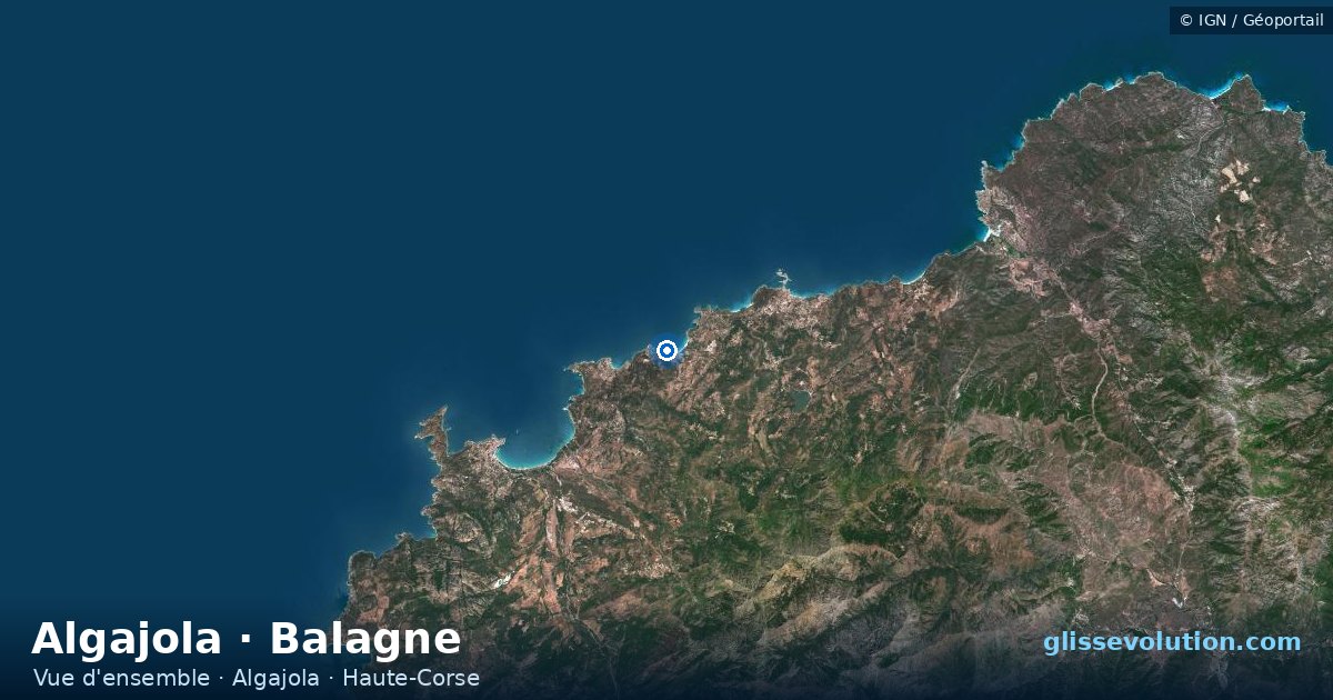 Vue d'ensemble de la zone du spot de Algajola
