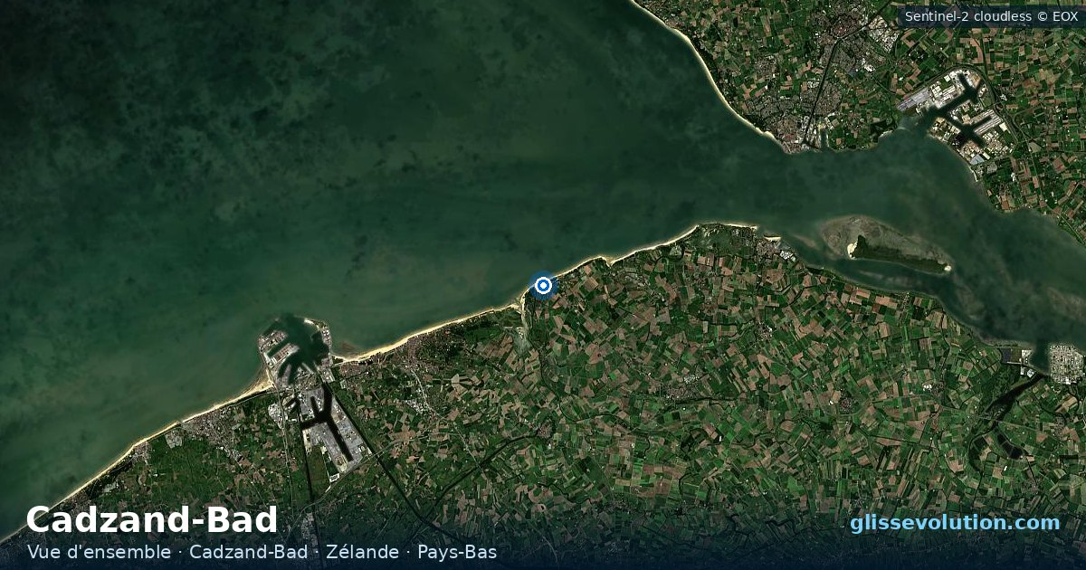 Vue d'ensemble de la zone du spot de Cadzand-Bad