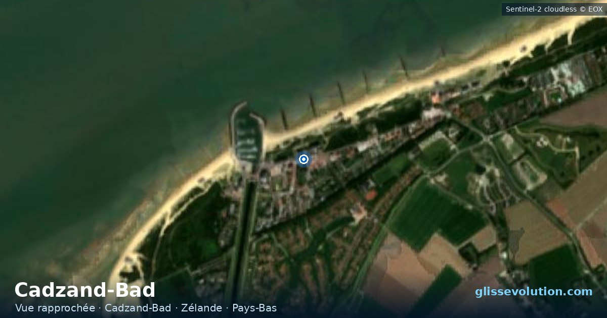 Vue aérienne rapprochée du spot de Cadzand-Bad