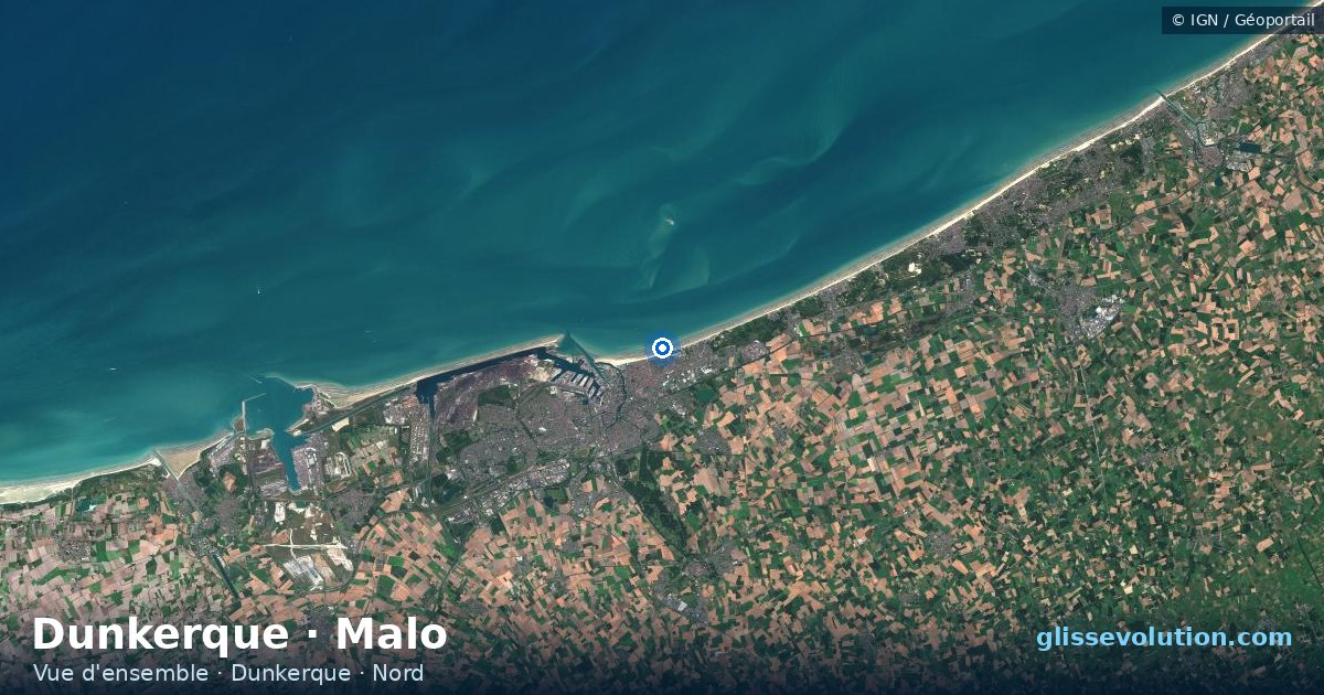 Vue d'ensemble de la zone du spot de Dunkerque