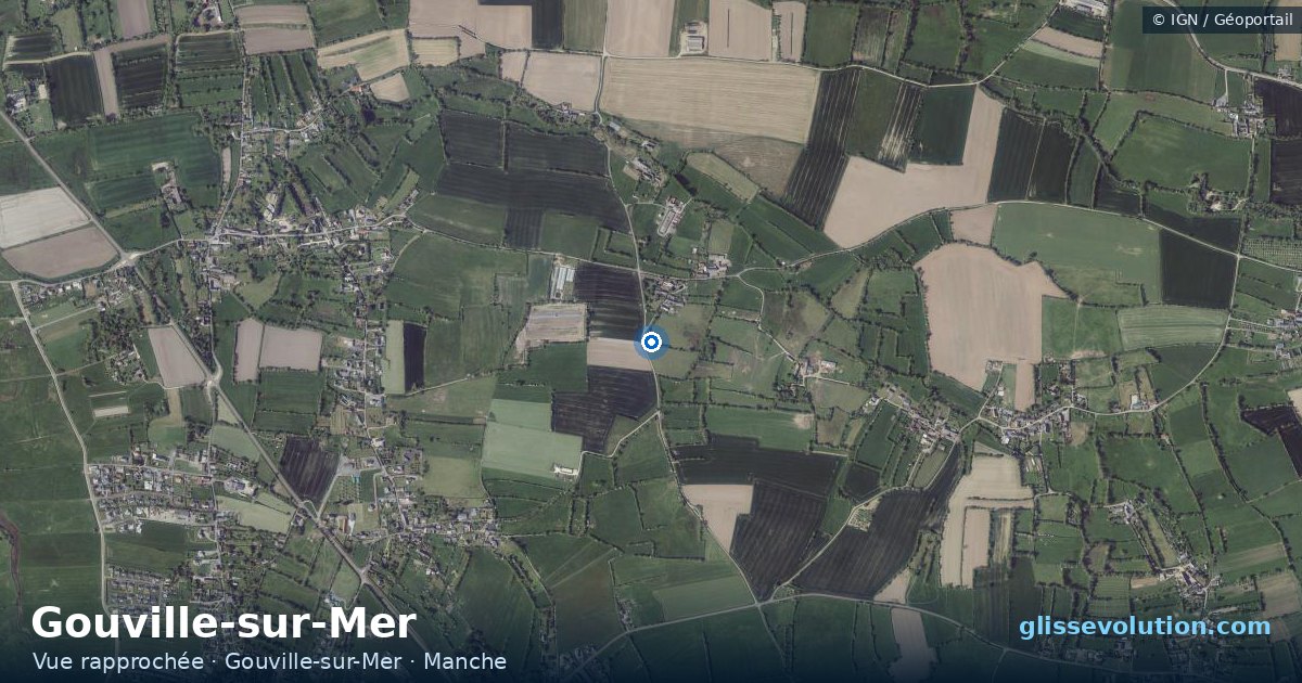 Vue aérienne rapprochée du spot de Gouville-sur-Mer