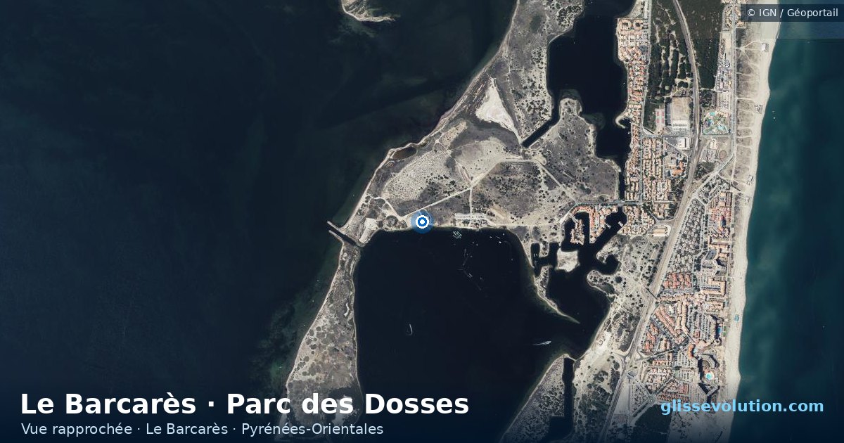 Vue aérienne rapprochée du spot de Le Barcarès