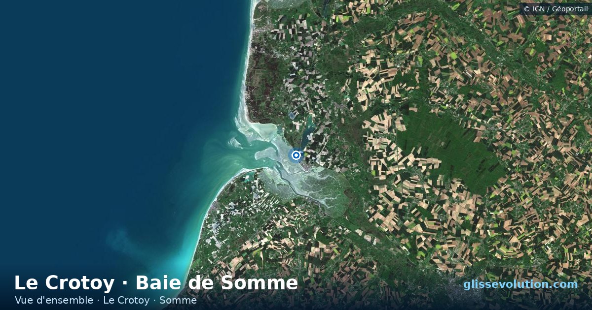 Vue d'ensemble de la zone du spot de Le Crotoy