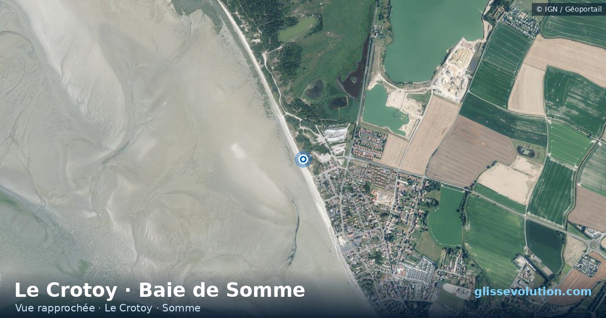 Vue aérienne rapprochée du spot de Le Crotoy