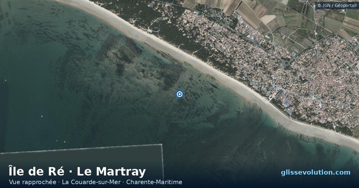 Vue aérienne rapprochée du spot de Île de Ré