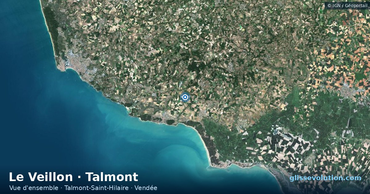 Vue d'ensemble de la zone du spot de Le Veillon