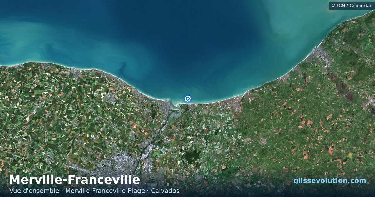 Vue d'ensemble de la zone du spot de Merville-Franceville