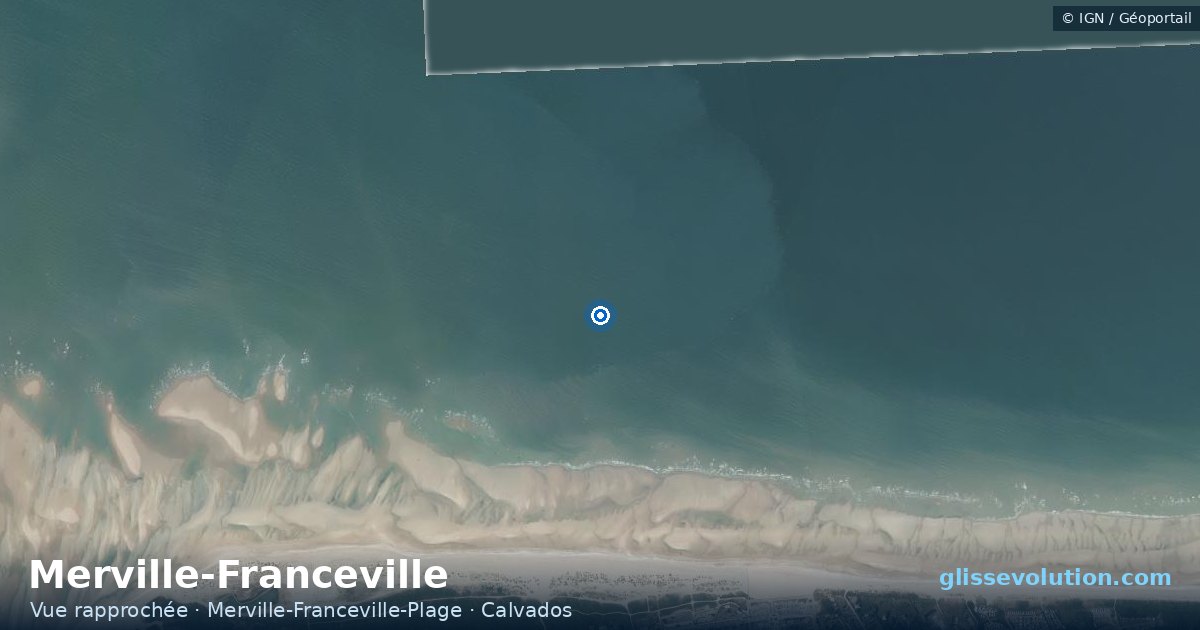 Vue aérienne rapprochée du spot de Merville-Franceville