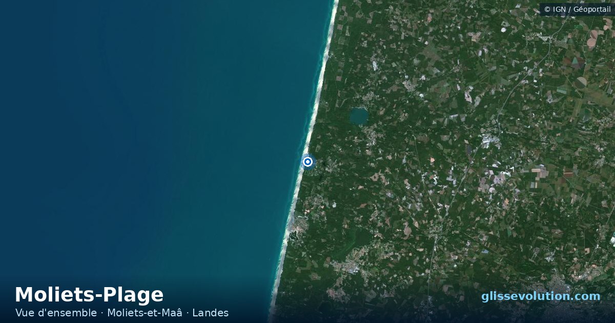 Vue d'ensemble de la zone du spot de Moliets-Plage