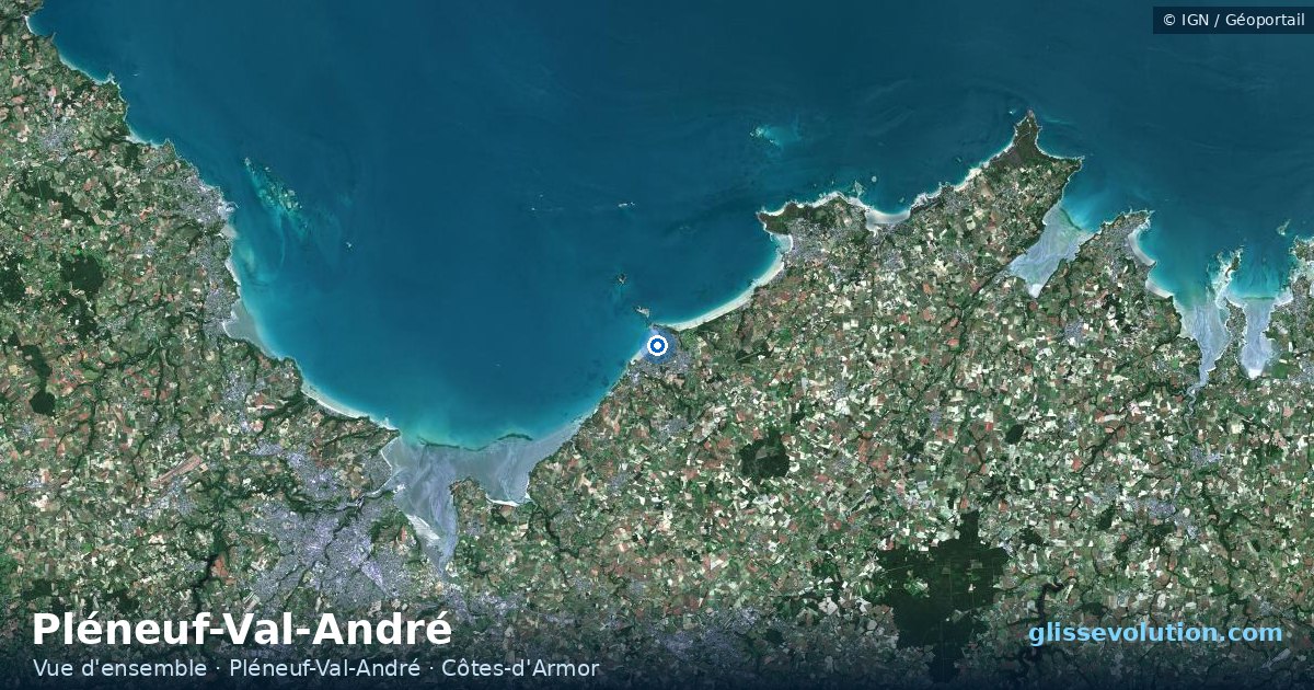 Vue d'ensemble de la zone du spot de Pléneuf-Val-André