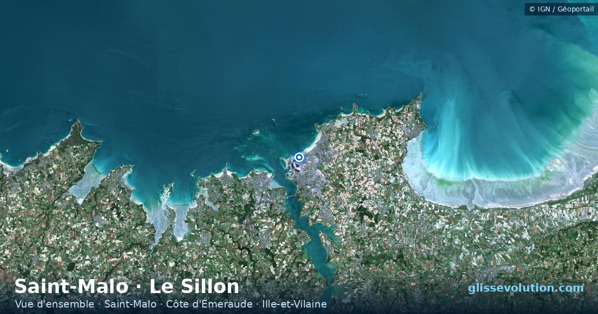 Vue d'ensemble de la zone du spot de Saint-Malo