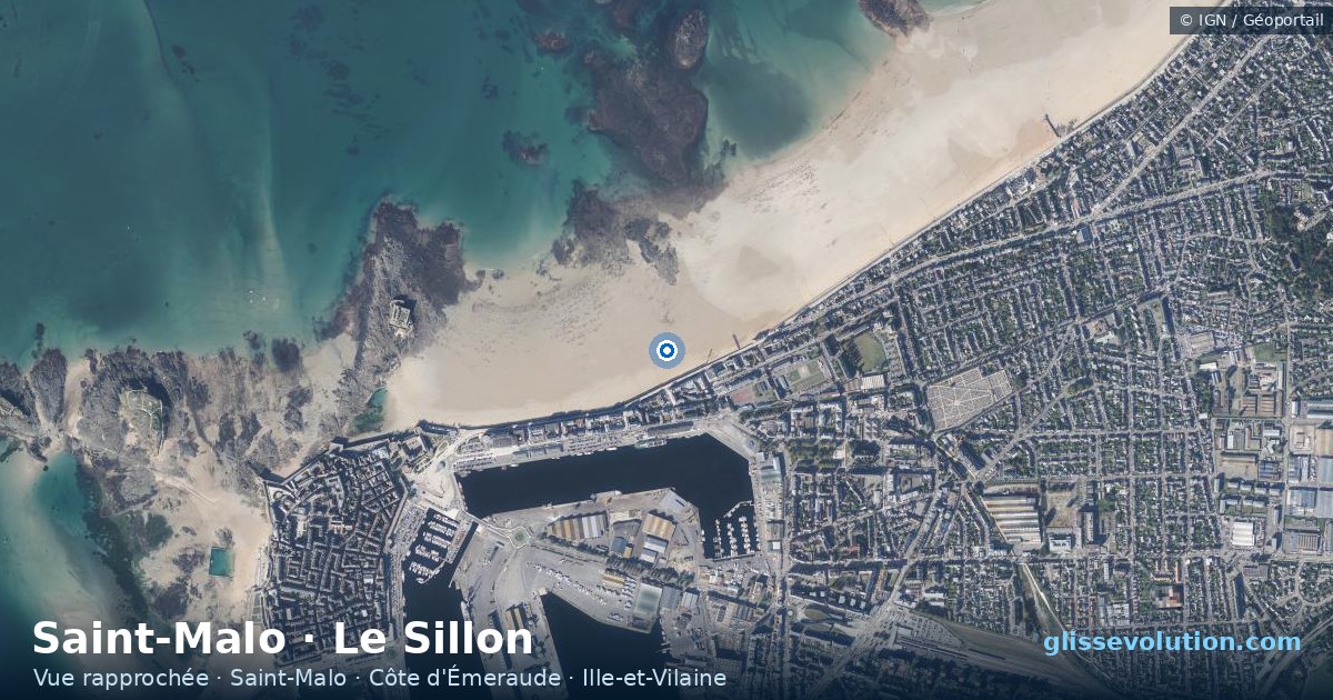 Vue aérienne rapprochée du spot de Saint-Malo