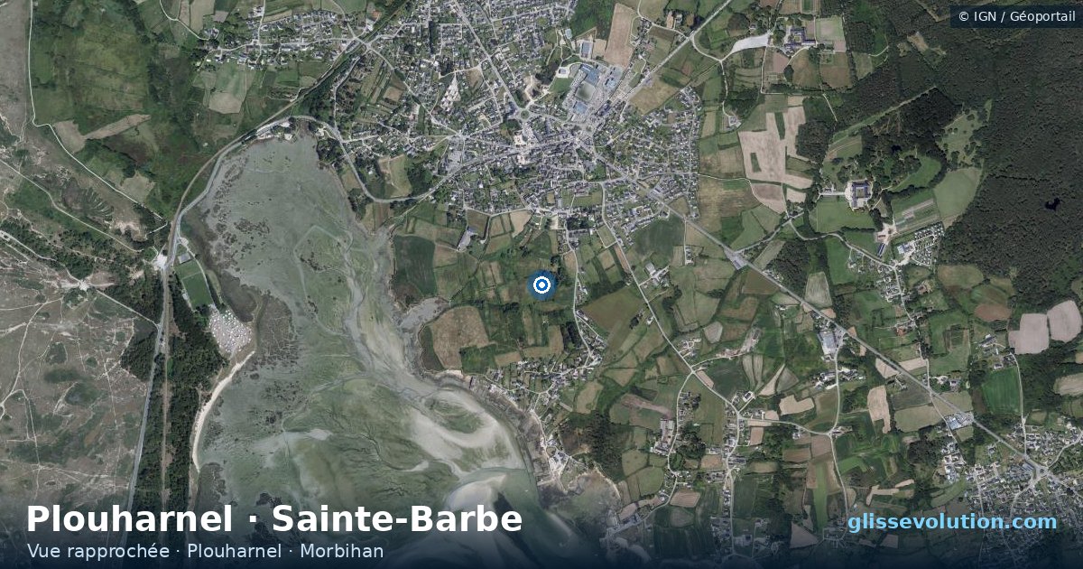 Vue aérienne rapprochée du spot de Plouharnel