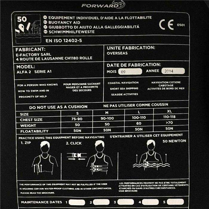 Chaleco de flotabilidad FORWARD WIP Wing impact vest 50n