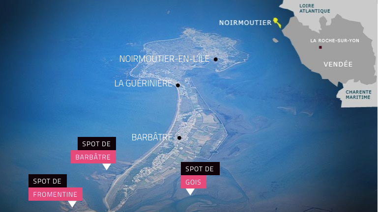 Présentation des trois principaux spots - Spots de kite de noirmoutier et fromentine