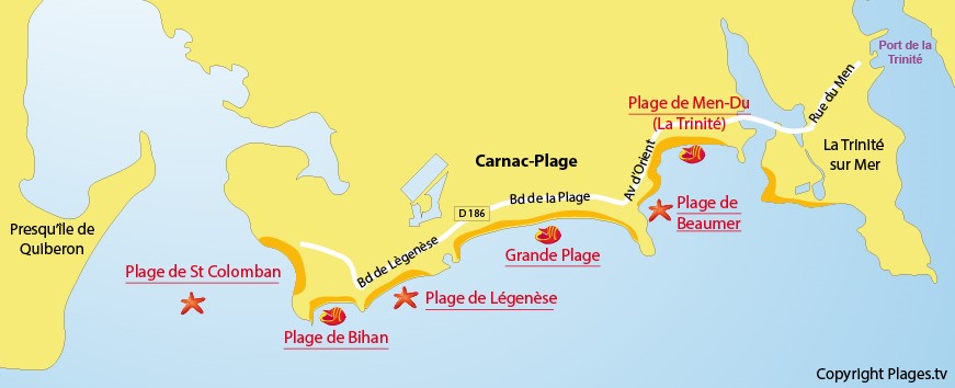 Carte des spots de kitesurf à Carnac et La Trinité-sur-Mer