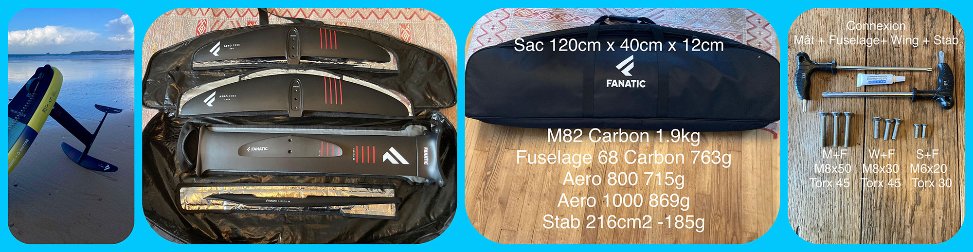 Test Fanatic Aero Foil 800 and 1000 - Carbon Mast 82cm - Carbon Fuselage 68cm
