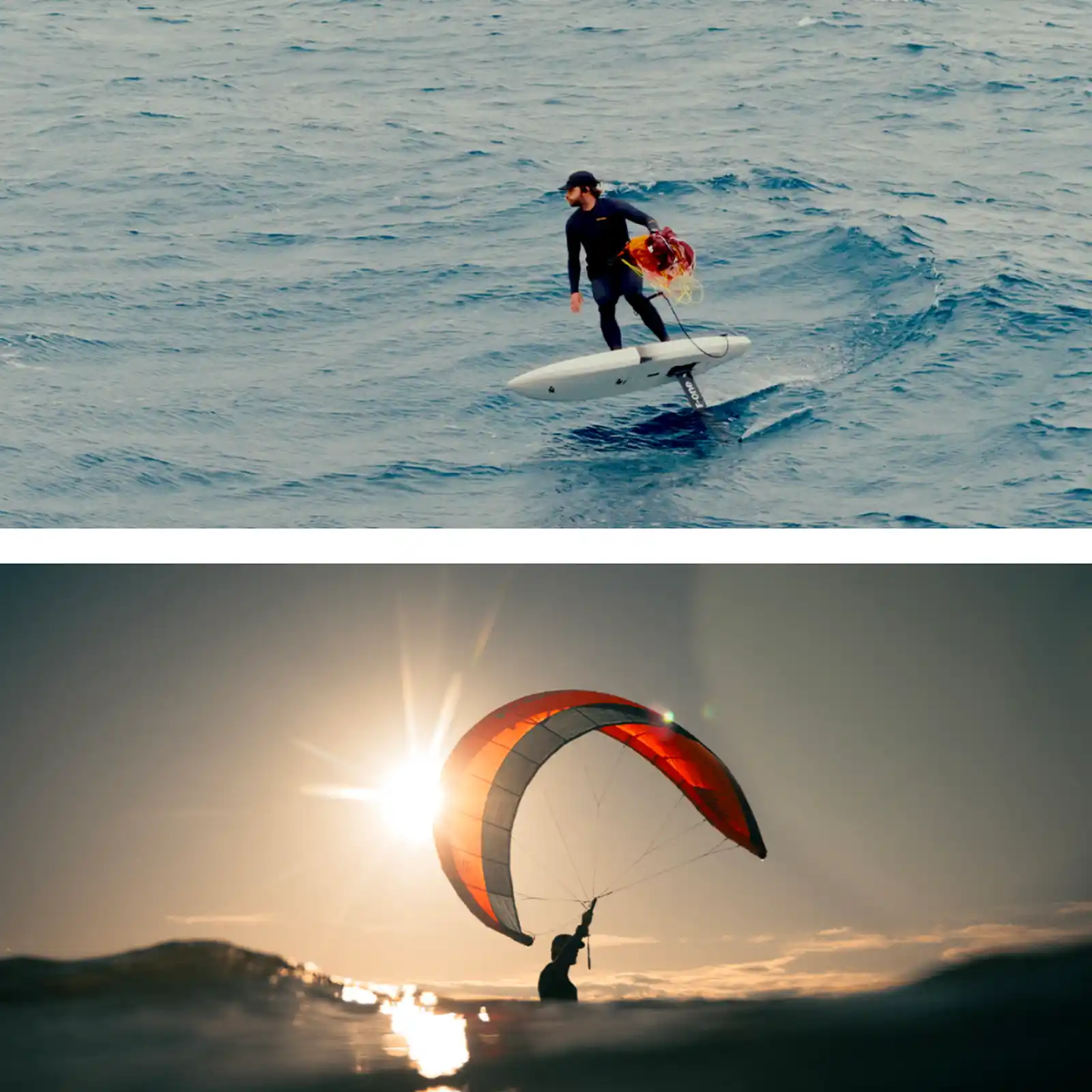 Session de downwind en parawing foil F-One, contrôle et lift